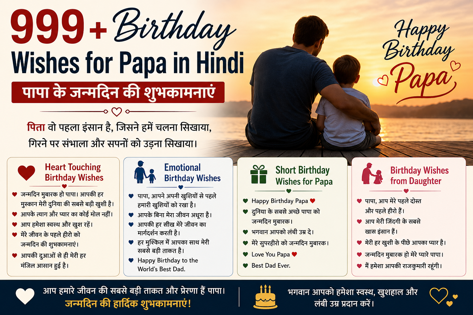 999+ Birthday Wishes for Papa in Hindi | पापा के जन्मदिन की शुभकामनाएं